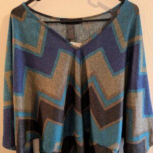Ashley Stewart Shimmer Chevron Striped Dolman Sleeve Top Size 14/16 NWT